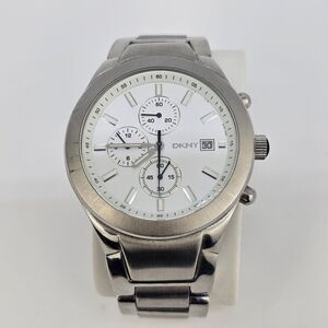 DKNY Men's Watch 38MM‎ Gray Dial Date Gray Bracelet Band 6" New Battery